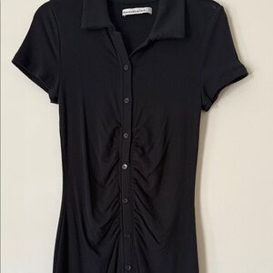 Abercrombie & Fitch Black‎ Rouched Button-Up Mini Dress